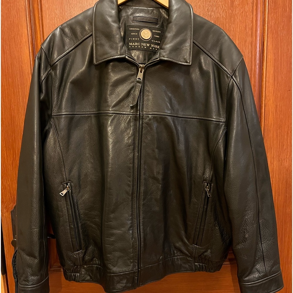 Men’s black leather jacket